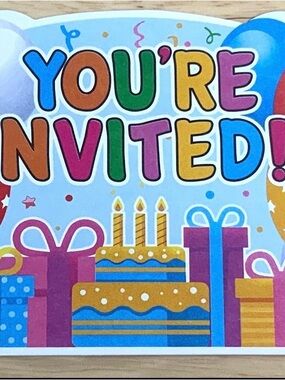 Amazon Kids 'You're Invited' Multicolor Birthday Invitation Sign. 2 packs
